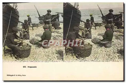 Cartes postales Peche Preparatifs