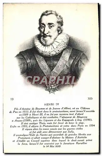 Cartes postales Henri IV Roi de France