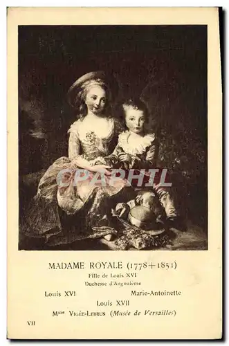 Cartes postales Madame Royale Fille de Louis XVI Duchesse d&#39Angouleme