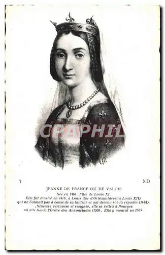 Cartes postales Jeanne de France ou de Valois Fille de Louis XI