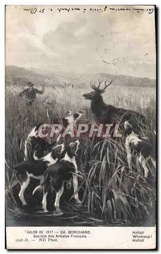 Ansichtskarte AK Chien Chiens Chasse a courre Salon de 1911 Borchard Hallali