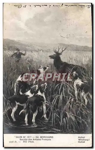 Cartes postales Chien Chiens Chasse a courre Salon de 1911 Borchard Hallali