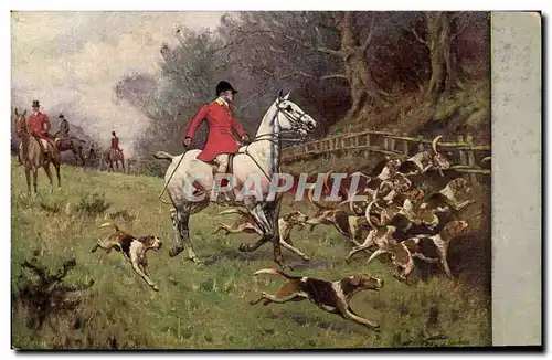 Cartes postales Chien Chiens Chasse a courre Cavaliers