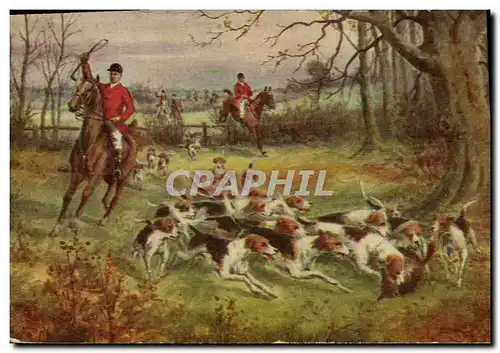 Cartes postales Chien Chiens Chasse a courre Cavaliers