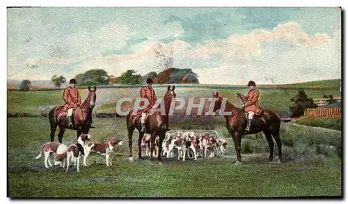 Cartes postales Chien Chiens Chasse a courre Cavaliers