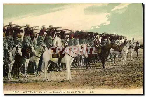 Cartes postales Militaria Exercice de tir au 4eme Spahis