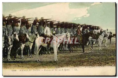 Cartes postales Militaria Exercice de tir au 4eme Spahis