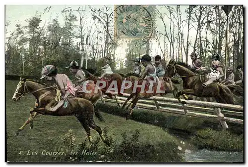 Cartes postales Fantaisie Enfant Bebe Les courses Les haies Hippisme