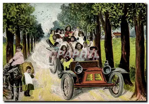 Cartes postales Fantaisie Enfant Bebe Automobile Ane Mule