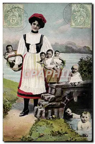 Cartes postales Fantaisie Enfant Bebe Femme