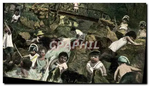 Cartes postales Fantaisie Enfant Bebe La poursuite