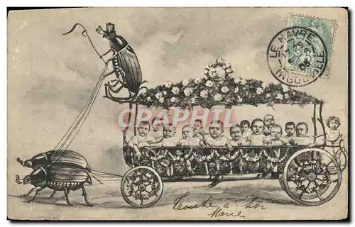 Cartes postales Fantaisie Enfant Bebe Insectes