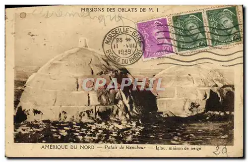 Cartes postales Polaire Amerique du Nord palais de blancheur Iglou Maison de neige