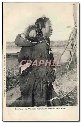 VINTAGE POSTCARD Polaire How the Esquimaux moms carry their babies