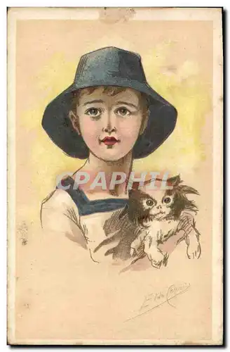 Cartes postales Fantaisie Illustrateur Enfant Chein