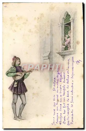 Cartes postales Fantaisie Illustrateur Troubadour