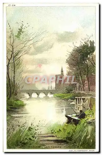 Cartes postales Fantaisie Illustrateur Bruges Les fosses