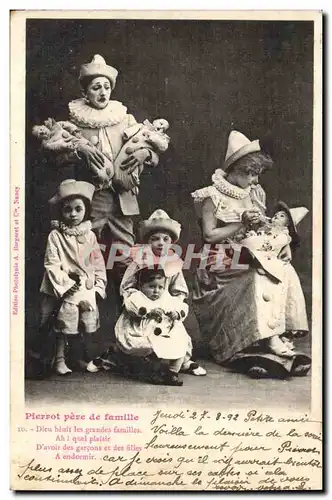 Cartes postales Fantaisie Homme Pierrot Pere de famille