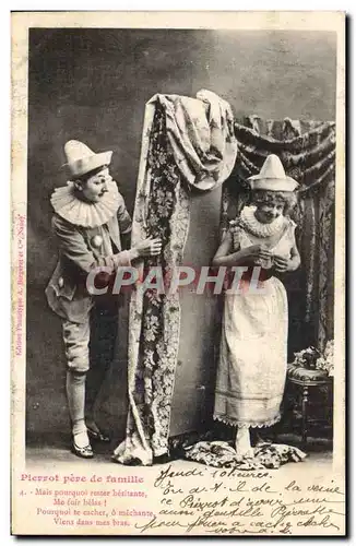 Cartes postales Fantaisie Homme Pierrot Pere de famille