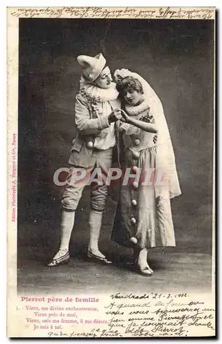 Cartes postales Fantaisie Homme Pierrot Pere de famille