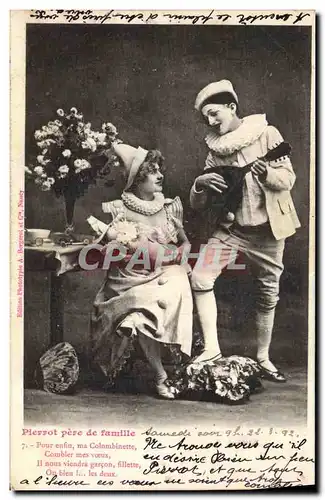 Cartes postales Fantaisie Homme Pierrot Pere de famille