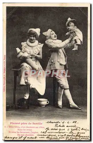 Cartes postales Fantaisie Homme Pierrot Pere de famille