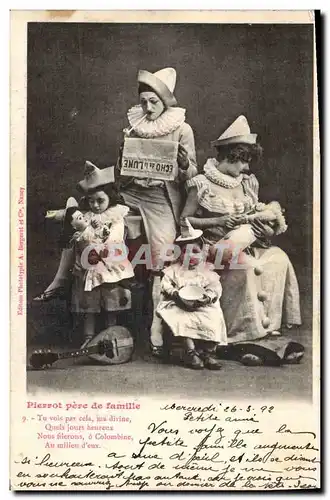 Cartes postales Fantaisie Homme Pierrot Pere de famille