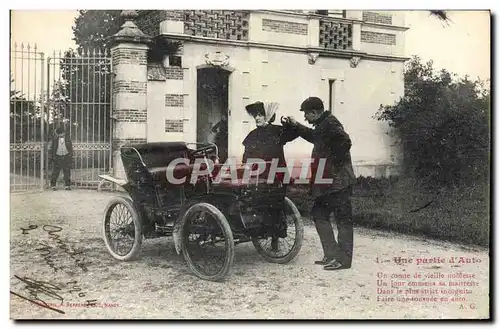 Cartes postales Fantaisie Une partie d&#39auto Femme Automobile