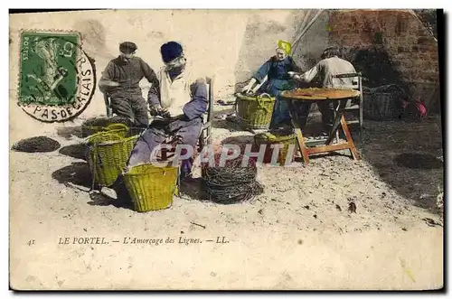 Cartes postales Peche Le portel L&#39amorcage des lignes