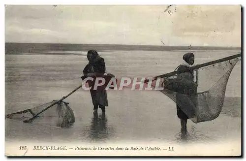 Cartes postales Peche Berck Plage Pecheuses de crevettes dans la baie de l&#39Authie