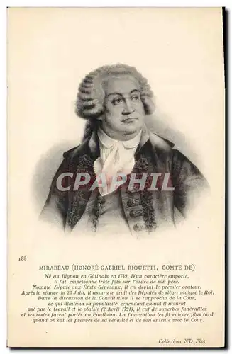 Cartes postales Mirabeau Honore Gabriel Riquetti Comte