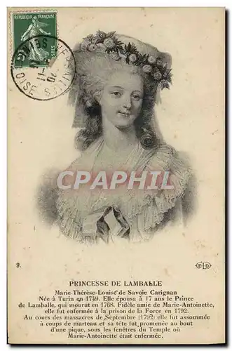 Cartes postales Princesse de Lamballe