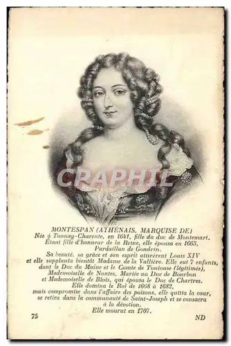 Cartes postales Montespan Athenais Marquise de