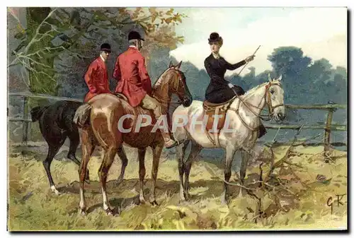 Cartes postales Chien Chiens Chasse a courre Cavaliers