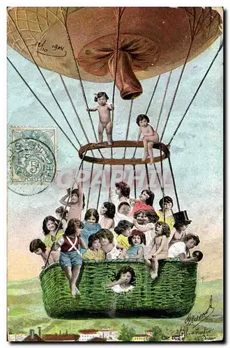 Ansichtskarte AK Fantaisie Enfant Bebe Ballon Montgolfiere