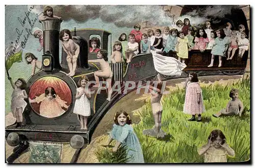 Cartes postales Fantaisie Enfant Bebe Train