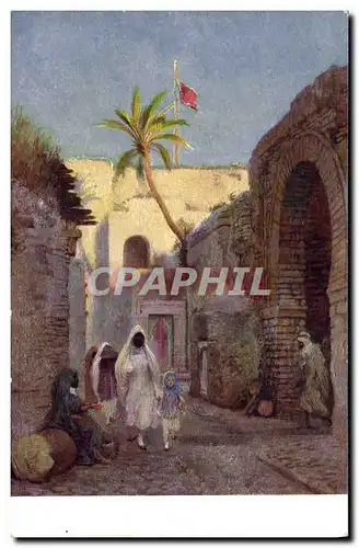 Cartes postales Orientalisme Rue et porte Maure