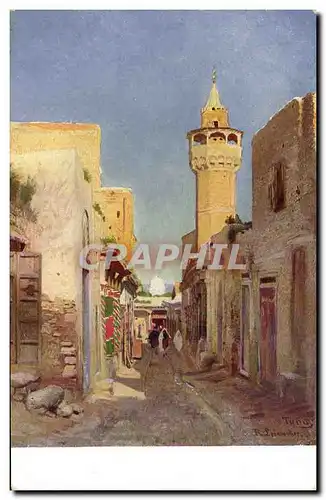 Cartes postales Orientalisme Rue et minaret