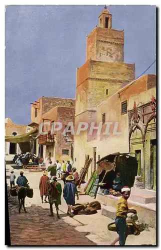 Cartes postales Orientalisme Tunis Sfax Rue et mosquee