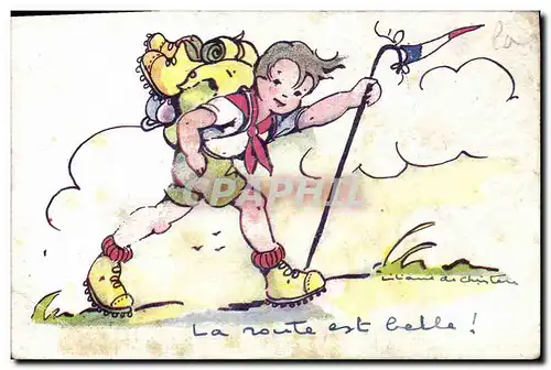 Cartes postales Fantaisie Illustrateur Enfant Alpinisme