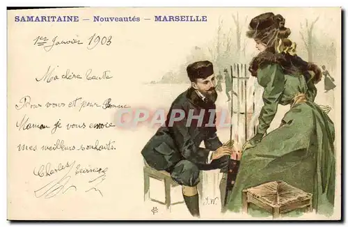 Ansichtskarte AK Fantaisie Illustrateur Samaritaine Marseille Femme