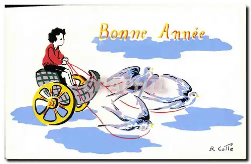 Cartes postales Fantaisie Illustrateur Bonne annee Traineau