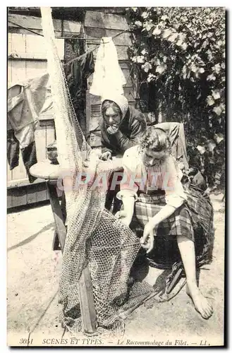 Cartes postales Peche le raccommodage du filet