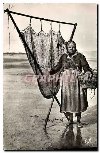 Cartes postales Peche Pecheuse de crevettes