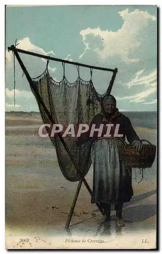 Cartes postales Peche Pecheuse de crevettes