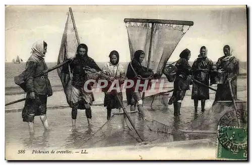 Cartes postales Peche Pecheuses de crevettes