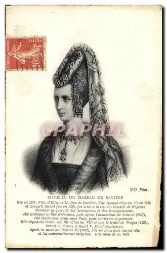 Cartes postales Isabelle ou Isabeau de Baviere