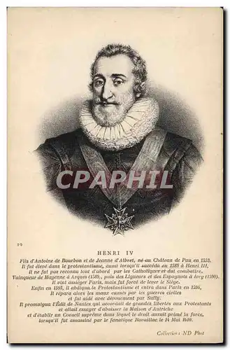 Cartes postales Henri IV Roi de France