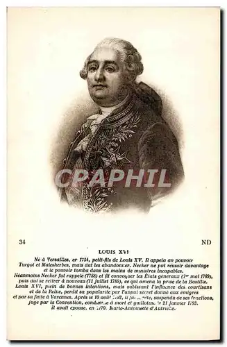 Cartes postales Louis XVI Roi de France