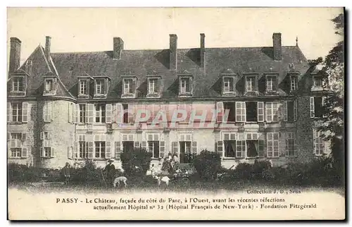 Cartes postales Militaria Passy Le chateau Facade du cote du parc Hopital Fondation Fitzgerald